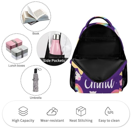 Student Bag Custom with Text Name Packs Cute Rainbow Unicorn Kids' Backpack Large Capacity Shoulder Bookbag Casual Bag for Teens4