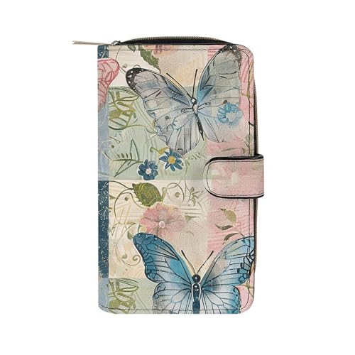 Long portefeuille en cuir avec étui passeport imprimé floral chic