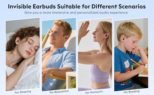 Image of Invisible Mini Sleep Earbuds Wireless Bluetooth, Ultra-Light Comfort Fit Sleep Headphones for Side Sleepers, Unique Tumbler Portable Charging Case, Soft In-Ear Ear Plugs for Sleeping Small Ears Gym