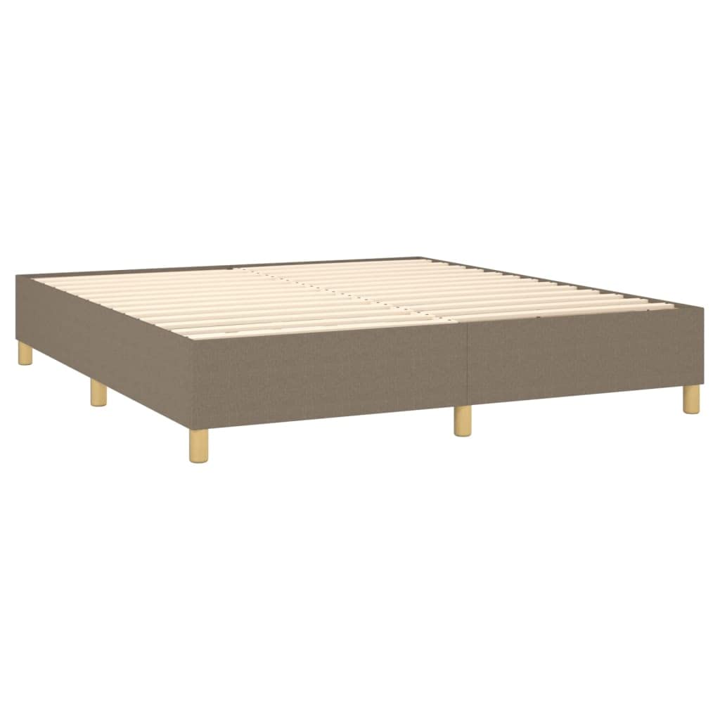 Łóżko kontynentalne z materacem w kolorze taupe, 180 x 200 cm, masywna rama łóżka, zagłówek z regulacją wysokości, materac ze sprężynami kieszeniowymi, oddychający, wygodny, zapewnia spokojny