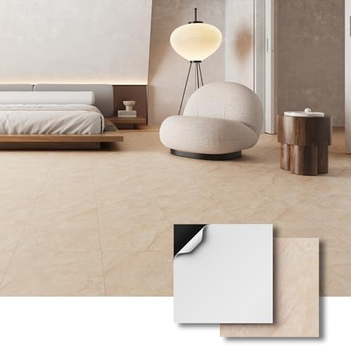 ATOPOSE Peel and Stick Floor Tiles 12 x 12 inch 30-Pack, Self Adhesive,Easy DIY & Waterproof for Kitchen, Dining Room, Bedrooms, Cover 30 Sq.Ft, Beige Stone