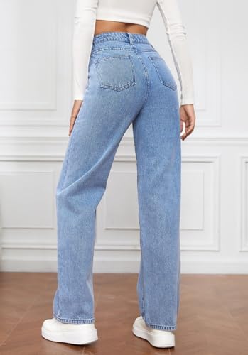 Womens High Waist Jeans Wide Leg Straight Boyfriend Denim Pants Loose Fit Casual Trendy Jeans Trousers3
