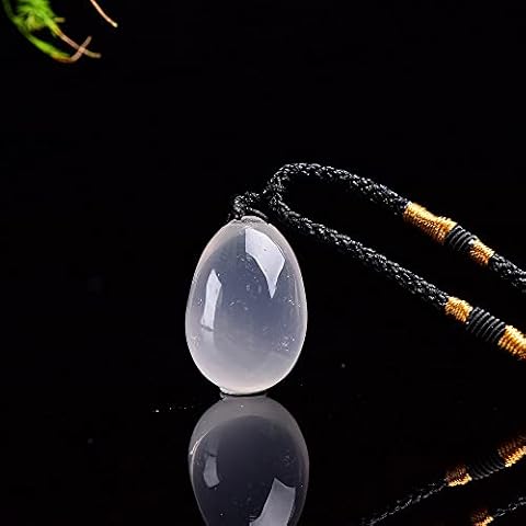 Natural White Crystal Egg Shape Pendant Clear Quartz Necklace Jewelry Energy Stone Healing Gemstone Gift Cover