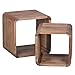 Produktbild Wohnling 2er Set Satztisch BOHA Massivholz Design Couchtisch Akazie 2 Tische, Würfelregal-Set Braun, Wohnzimmertisch Massiv, Beistelltische Holz Landhaus Stil, Holztisch Wohnzimmer,