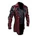 Produktbild PPangUDing Herren Lederjacke Biker Jacke Steampunk Lange Jacket Übergangsjacke Vintage Ledermantel Punk Motorrad Männer Mantel Trenchcoats Funktionsjacke Freizeitjacke (XXL, rot)