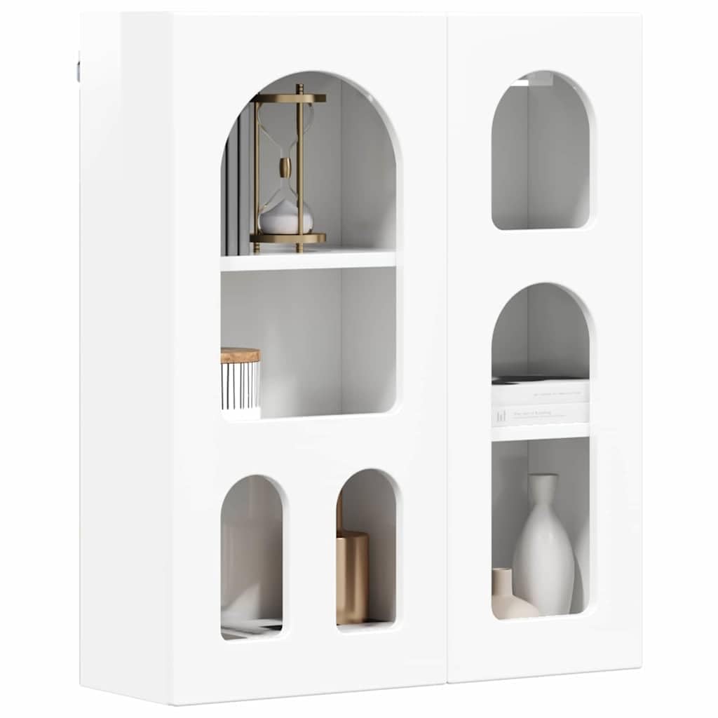 ELST - Armadio pensile bianco lucido, 59 x 20 x 71,5 cm, in legno con 6 ripiani da parete, versatile per cucina, corridoio, soggiorno