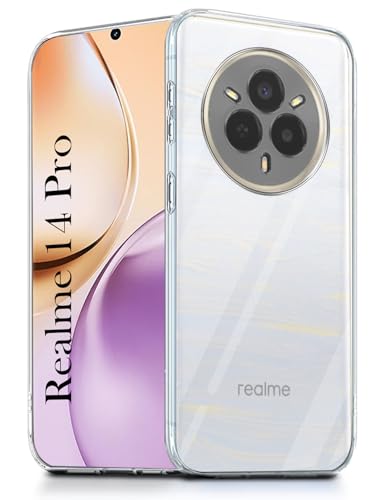 Image of Jkobi Back Cover for Realme 14 Pro (Silicone Clear Shockproof Case with Camera Protection | Soft and Flexible | Transparent)