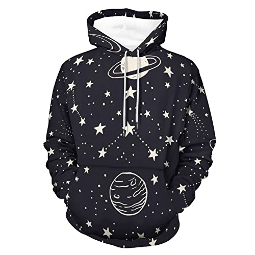 Sweat à capuche Constellations UMENG, pull chaud unisexe coupe ajustée manches longues taille S
