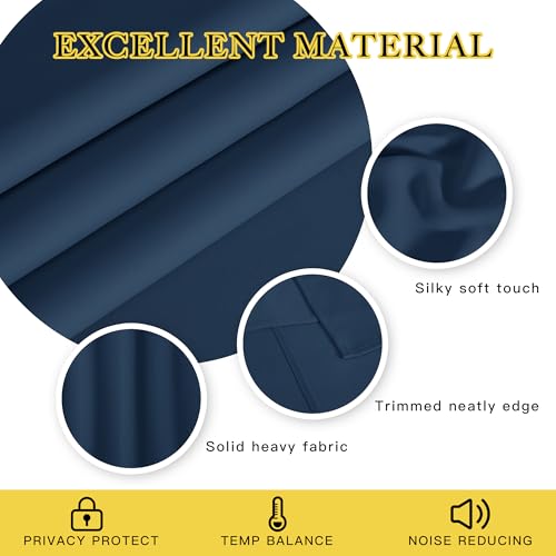 NICETOWN Blackout Curtain Drape for Bedroom - Light Reducing Thermal Insulated Solid Grommet Room Darkening Window Curtain 90 inches Long for Living Room (Moroccan Blue, 1 Piece, W66 x L90)