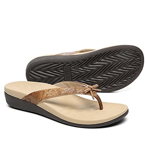 Soft Orthotic Flip Flops for Plantar Fasciitis Feet, Arch Supportive Sandals for walking, Bow Flip Flop Sandals for Daily Life Size 7