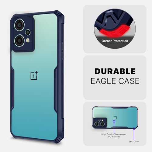 Image of Outlouders Back Cover for OnePlus Nord Ce 2 Lite 5G | Ultra Hybrid Transparent | Full Camera Protection | Raised Edge | Crystal Clear Bumper Case (Blue)