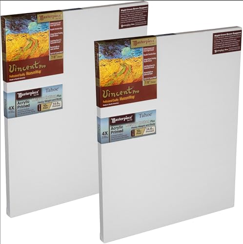 MASTERPIECE Z2VA-3240 Vincent Pro 7/8" Deep Muir Belgian Linen 12.0 oz Acrylic Primed Stretched Canvas 32" x 40" 2 Piece -  Masterpiece Artist Canvas