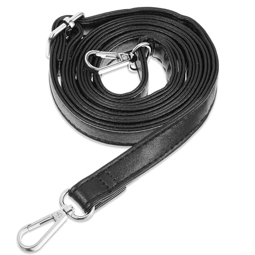AOZUO Correa de bolso de cuero sintético, correa de repuesto ajustable con hebilla plateada, Negro , 85-150cm/33.5x59in