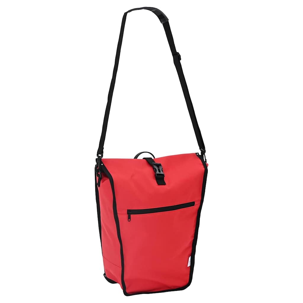 Torba rowerowa czerwona z poliestru 34 x 16 x 59 cm, przestronna i wodoszczelna, nadaje się do rowerów MTB, rowerów wyścigowych, trekkingowych, miejskich i e-rowerów, ergonomiczna i
