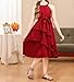Tweenager Tween Fashion Girls Summer Dark Wine Red Maroon Burgundy Sleeveless Halter Neck Ruffle Midi Flowy A Line Dress Preteen Girl Wedding Party Graduation Birthday Prom Tutu Dresses for Kids