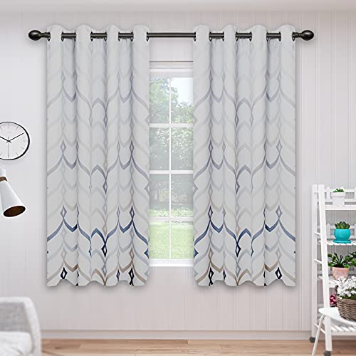 Image of Easy-Going Printed Blackout Curtains 2 Panels, 52 x 63 in, Blue