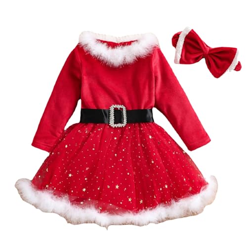 Robe de Noël pour fille et son joli bandeau assorti à offrir comme cadeau magique