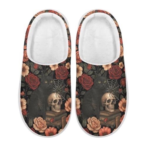 ChririnlaHalloween Slippers for Women Men, Memory Foam Slippers, Soft Thick Fuzzy Bedroom House Shoes Indoor Outdoor