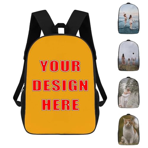 Personalized Backpack Custom Backpacks Design Photo Text Bookbag for Men Women Customized Gifts 17 Inch Orange