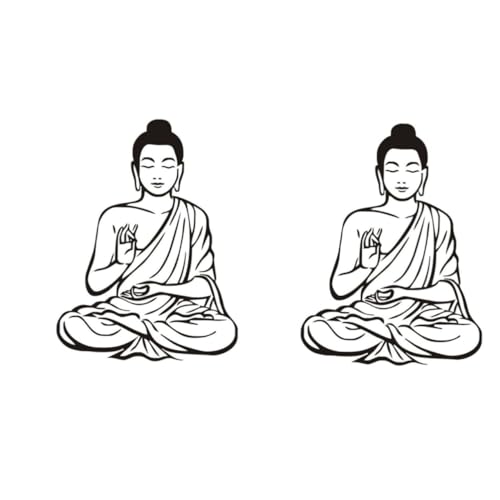 OSALADI 2 Piezas Etiqueta De La Pared De Buda Chino Fondo De Pantalla De Buda Etiqueta De Vinilo De Buda Decoración Del Hogar Decoración China Pegatinas Porcelana Estatua De Buda