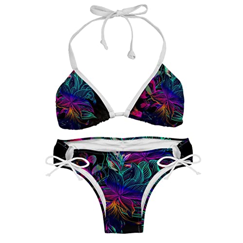 Bikini rétro tendance à fleurs | Maillot de bain multicolore idéal été