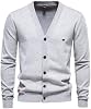 Cárdigan de botones para hombre, suave y cómodo, cuello en V, tejido, ajuste delgado, liso, camisa chaqueta casual 6