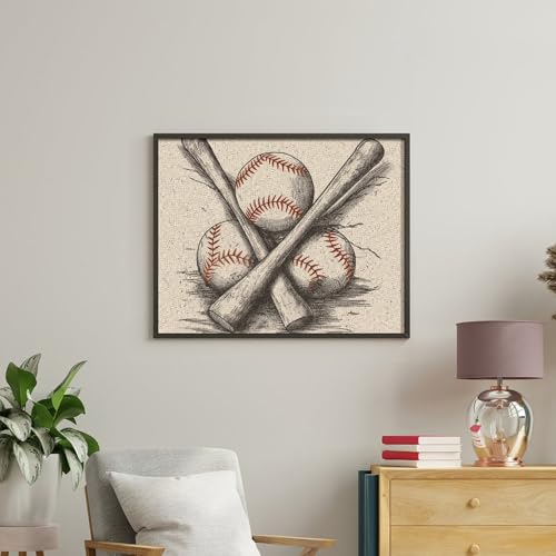 Peinture par numéros de battes de baseball adulte débutant toile numérique facile 57x47cm - 4