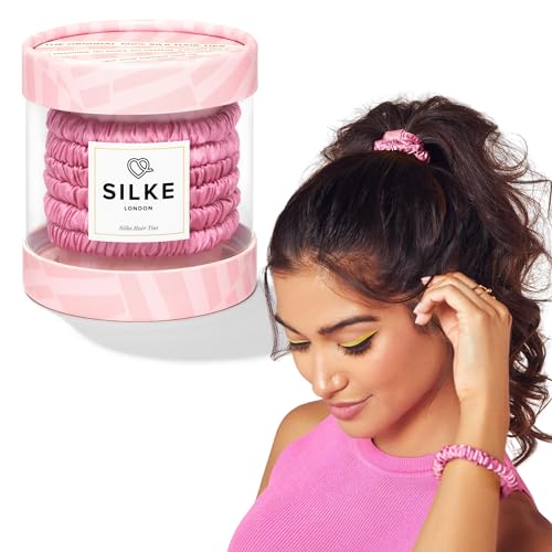 SILKE Hair Ties - Blossom | 100% Luxurious Silk Scrunchies for Hair - 6 Pack | Silke Hair Ties - All Hold, No Damage | Hair Scrunchies for Women, Hair Bobbles | For All Hair Types & Styles