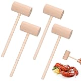 4 Pcs Wooden Hammers, Wooden Seafood Mallets, Wood Crab Lobster Shellfish Hammers for Seafood, Nuts, Kids Toys (4 Pcs)
