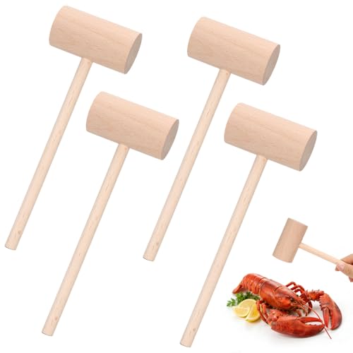 Wooden Seafood Mallets and Hammers (4 Pcs)