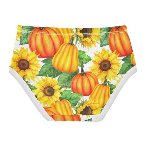 Joisal Cotton Girls Underwear Toddler Pumpkins Sunflowers Leaves Cute Panties Girl Fun Print Briefs Kids Undies 2t2