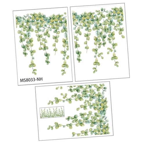 Vinilos decorativos hoja verde eucalyptus set x3 30x40cm