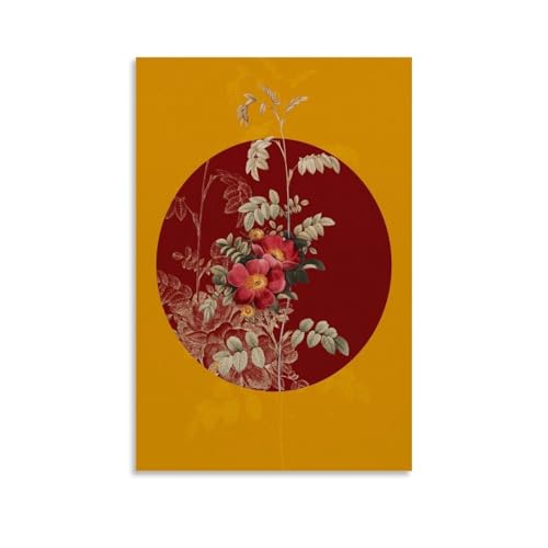 Ilcargoa Poster floreale su tela con rose alpine in fiore, decorazione da parete per ufficio e casa, idea regalo, 20 x 30 cm