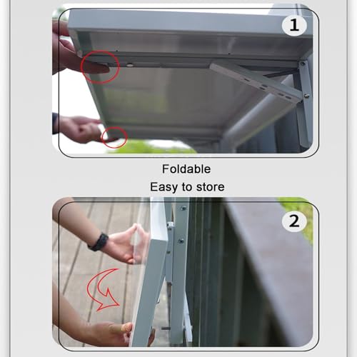 Table de balustrade noire pliable réglable : solution gain de place pour petit balcon
