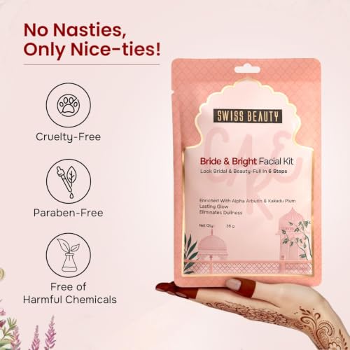 Image of Swiss Beauty Care Bride & Bright Facial Kit | 6 Steps For A Bridal Glow | Cleanses | Brightens | Nourishes | Protects | With Alpha Arbutin & Kakadu Plum | 36g