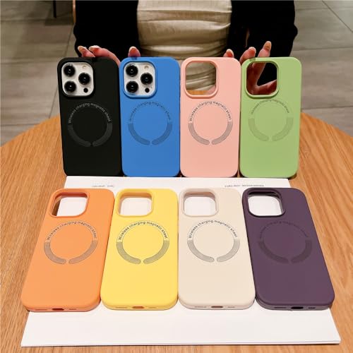 Coque iPhone 14 Pro Max jaune silicone anti-choc et charge sans fil
