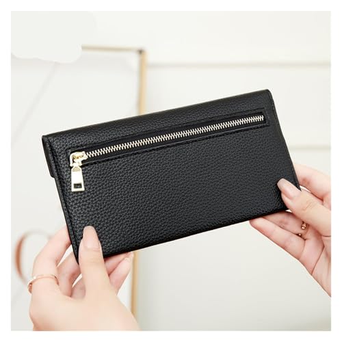 Women's Long Purse Theft Purse for Women, Lychee Print Soft Leather, Envelope Long Wallet, Ultra-Thin Portable Hand Bag for Women,Brown3