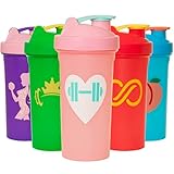 [5 Pack] Protein Shaker Bottles for Protein Mixes With Shake Ball-Pack 5- 24 Oz,Dishwasher Safe Blender Shaker Bottles,Shaker Cup for Protein Shakes for Pre & Post Workout- Gifts,Gym, by JEELA SPORTS