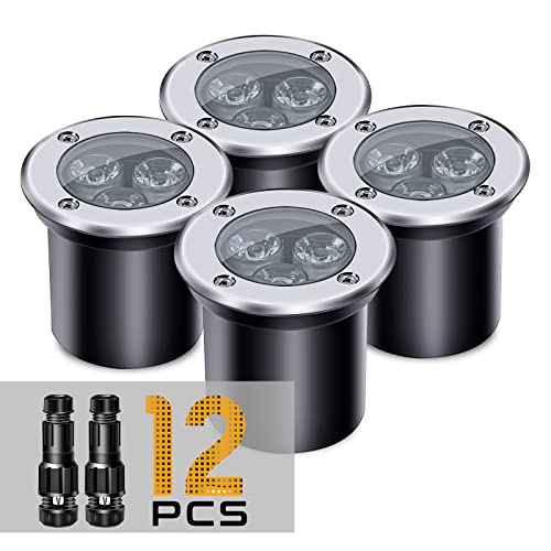 Aledeco 4 Pack 3W 12V Low Voltage In-Ground Lights With Connectors Led Landscape Light Waterproof Ip67 Pathway Lights Outdoor Spotlights Trees Flags For Garden,Yard,Tree (Warm White) #TOP20