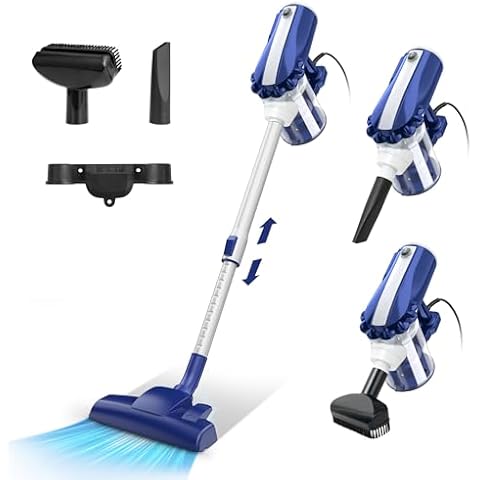 Hsoipn Stick Vacuum Corded, 18kpa Powerful Speedboost Stick Vacuum Corded, 6 in 1 & Telescopic Rod with 23ft Cord, 600w Power Lightweight Stick Vacuum, for Carpet Tile and Hard Floor Cover