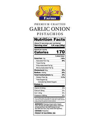 Image of Setton Farms Naturally Seasoned Pistachio Kernels, Garlic Onion, No Shell Pistachios, Certified Non-GMO, Gluten Free, Vegan and Kosher, 3 oz Resealable Pouch