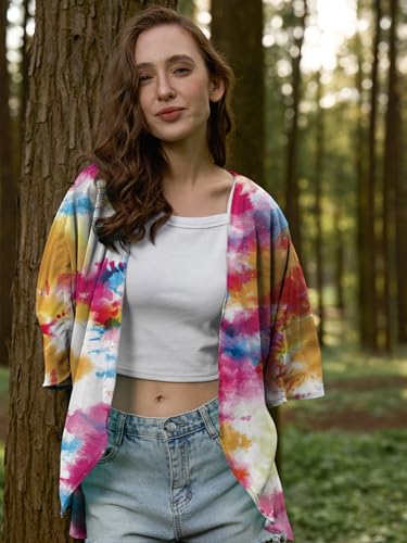 Image of Chunoy Women Short Sleeve Chiffon Kimono Beach Swimsuit Cover Up