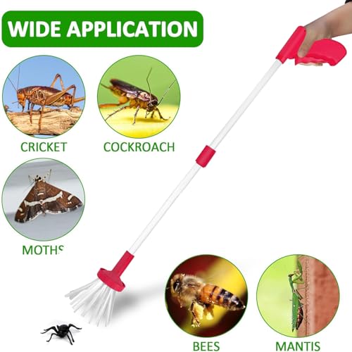 Spinnenfänger Mit Langem Griff,Spinnenfänger Extra Lang,Berührungsloser Insektenfänger,Handgehaltener Spider Catcherm,Geeignet zum Sicheren Fangen und Freilassen von Insekten wie Spinnen