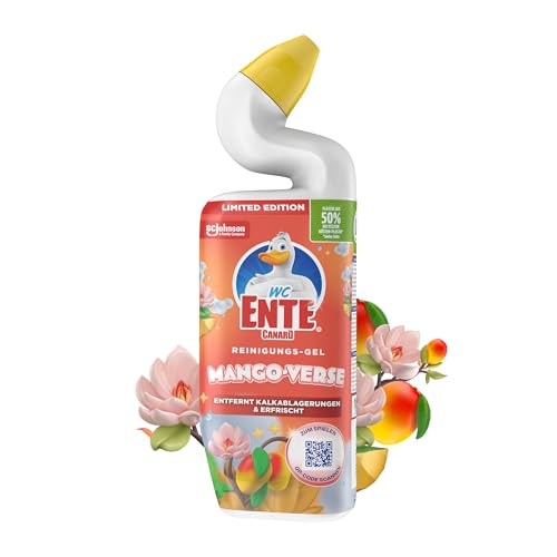 WC-Ente Total Aktiv Gel, Flüssiger WC Reiniger antibakteriell, Toilettenreiniger, Mango Verse, 1er Pack (1 x 750 ml)