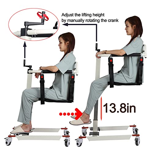 Odie·tom Steel Transport Wheelchair, Portable Patient Lift, Lightweight Foldable Transfer Chair Manual Lift Wheelchair, Adjustable Base Width, Bathroom Wheelchair With Padded Seat #TOP2