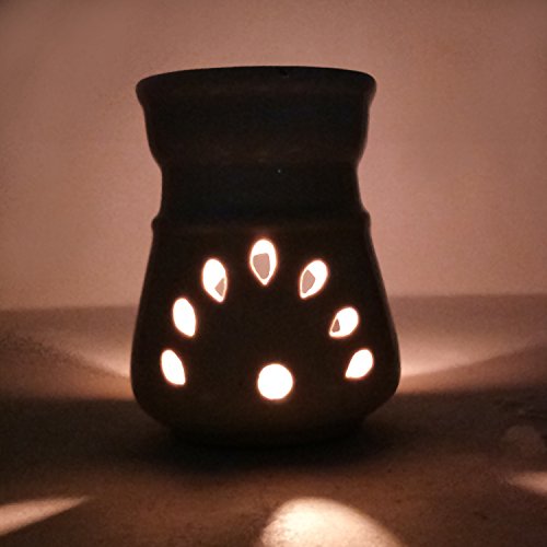 India Meets India Handicraft Ceramic Tea Light Holder Aromatherapy Essential Oil Burner Aromatherapy Diffusers, Best Gifting, Made by Awarded Indian Artisan