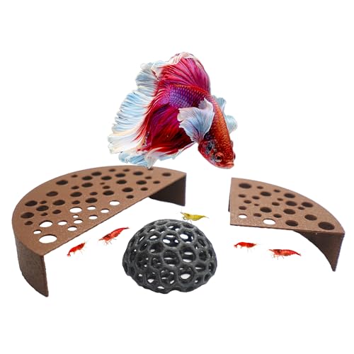 Image of CTWPets Shrimp Breeding Protection Set, 3-Pack Bundle with Hide Dome, Half Protector, Breeding Protector (Brown)