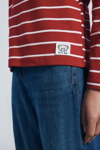 Springfield Long Sleeve Striped T-Shirt Camiseta De Manga Larga, Rojo, L Mujer