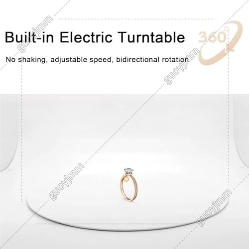 Professional Photo Studio Light Box with Adjustable Brightness, 4-Light Jewelry Shooting Tent & Electric Turntable for Jewelry, Cosmetics & Crafts – T30