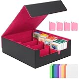 【究極のカード収納ボックス】カード収納ボックス デッキケース 大容量 3200枚以上収納 トレカケース トレーディングカードケース PUレザー マグネットロック カードストッパー 仕切り板付き 遊戯王 ポケカ MTG デュエマ 対応